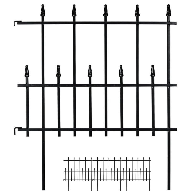 foto del prodotto recinzione da giardino, in ferro, 4 elementi, espandibile, decorativo, design gotico, hxl 71x247 cm, nero relaxdays