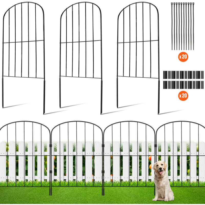foto del prodotto recinzione da giardino in metallo 61x33 cm da 10 barriera per animali domestici senza scavo 5,08 cm spaziatura dei picchi, recinzione decorativa in