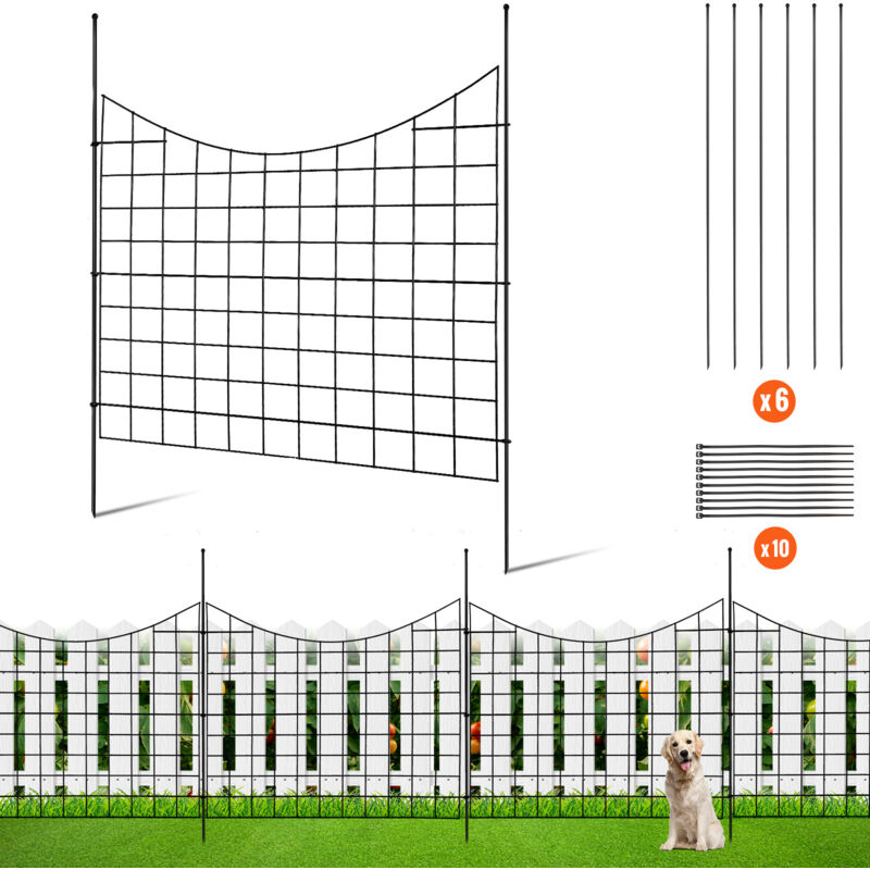 foto del prodotto recinzione da giardino in metallo 75x93 cm da 5 pezzi barriera per animali domestici senza scavo spaziatura dei picchi 3,81cm, recinzione decorativa