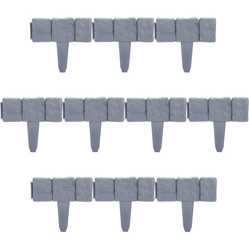 foto del prodotto recinzione da giardino, set da 40 pareti, bordure per aiuole, aspetto pietra, in plastica, hxl 10x25 cm, verde relaxdays
