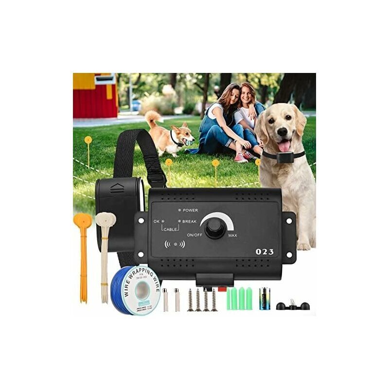 foto del prodotto recinzione elettrica per animali domestici, collare elettrico automatico per addestramento cani con collare e kit di cavi da 300 m
