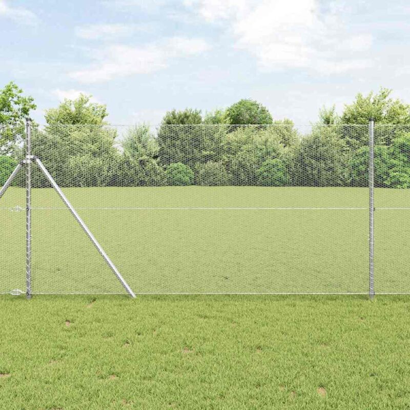 foto del prodotto recinzione esagonale argento 1.2 x 10 m acciaio zincato vidaxl