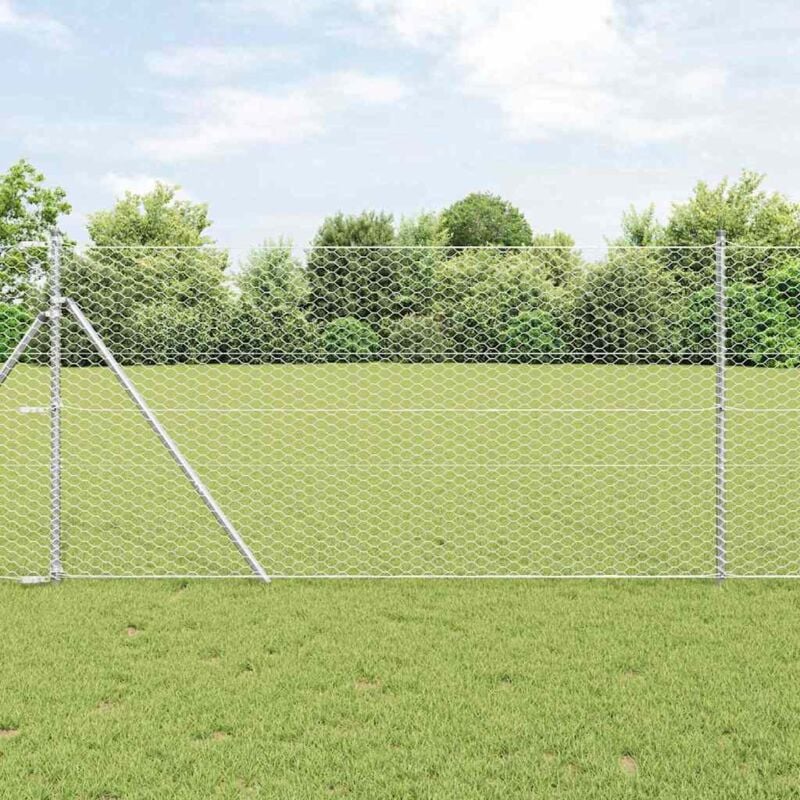 foto del prodotto recinzione esagonale argento 1.4 x 10 m acciaio zincato vidaxl