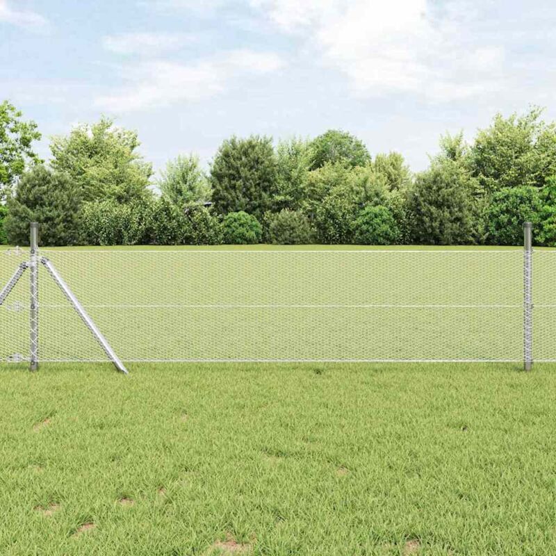 foto del prodotto recinzione esagonale grigia argento 0.8 x 25 m acciaio zincato vidaxl
