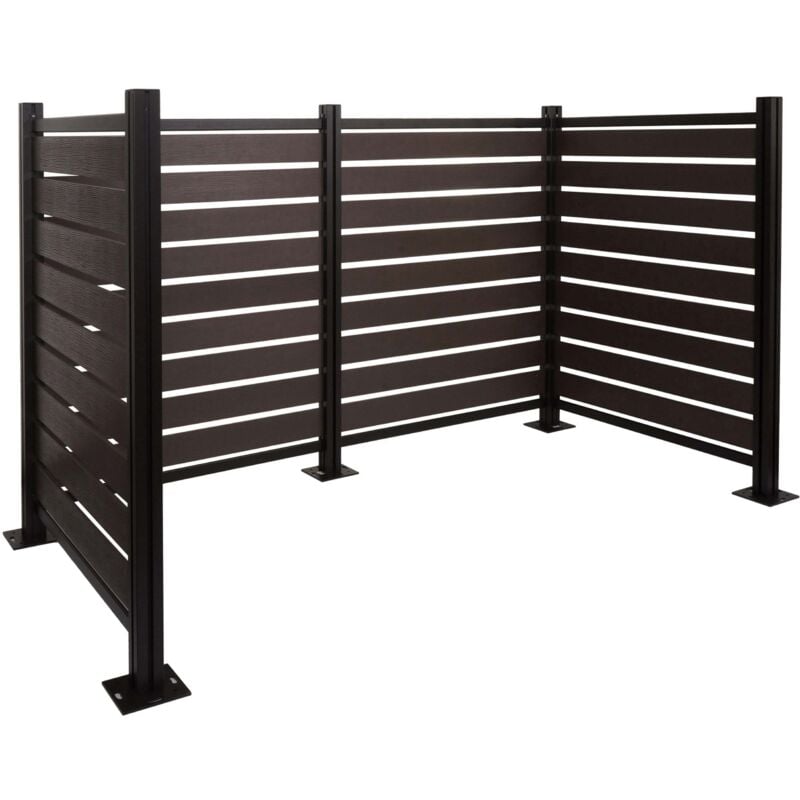 foto del prodotto recinzione fendivista bidoni box spazzatura rifiuti hhg 947 alluminio aspetto legno 130x206x110cm antracite