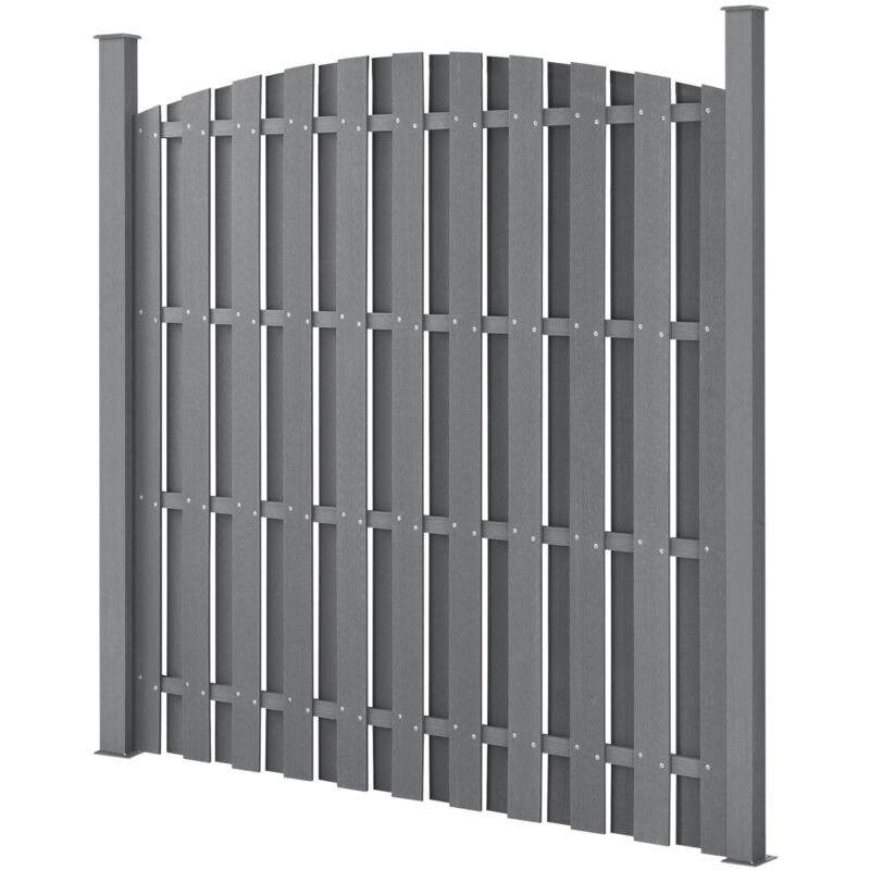 foto del prodotto recinzione frangivento ad arco tondo, legno composito wpc grigio, 185 x 193 cm