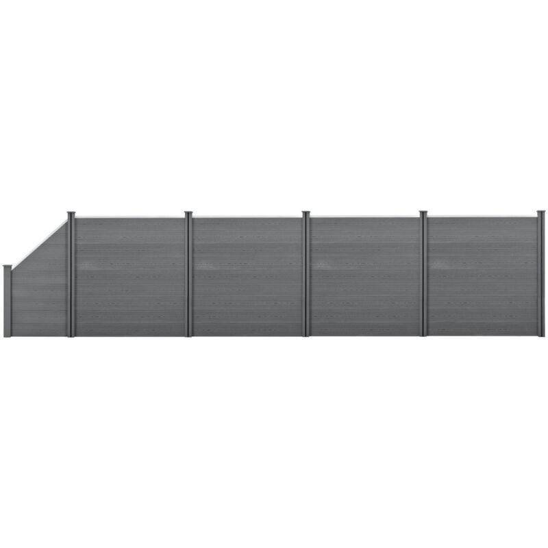 foto del prodotto recinzione frangivista quadratica e obliqua in legno composito wpc 183 x 799 cm grigia 030001461