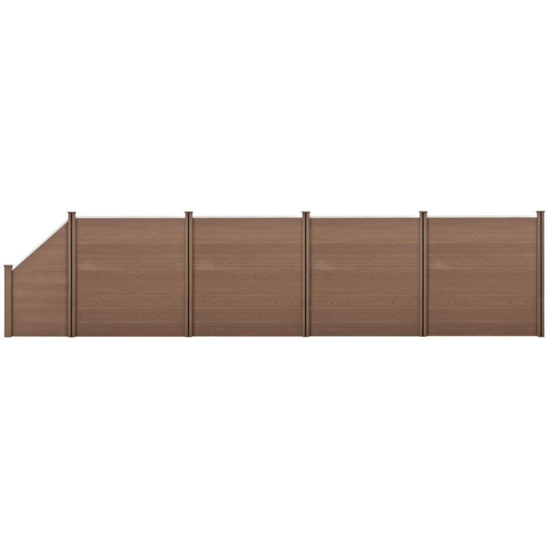 foto del prodotto recinzione frangivista quadratica e obliqua in legno composito wpc marrone 183 x 799 cm