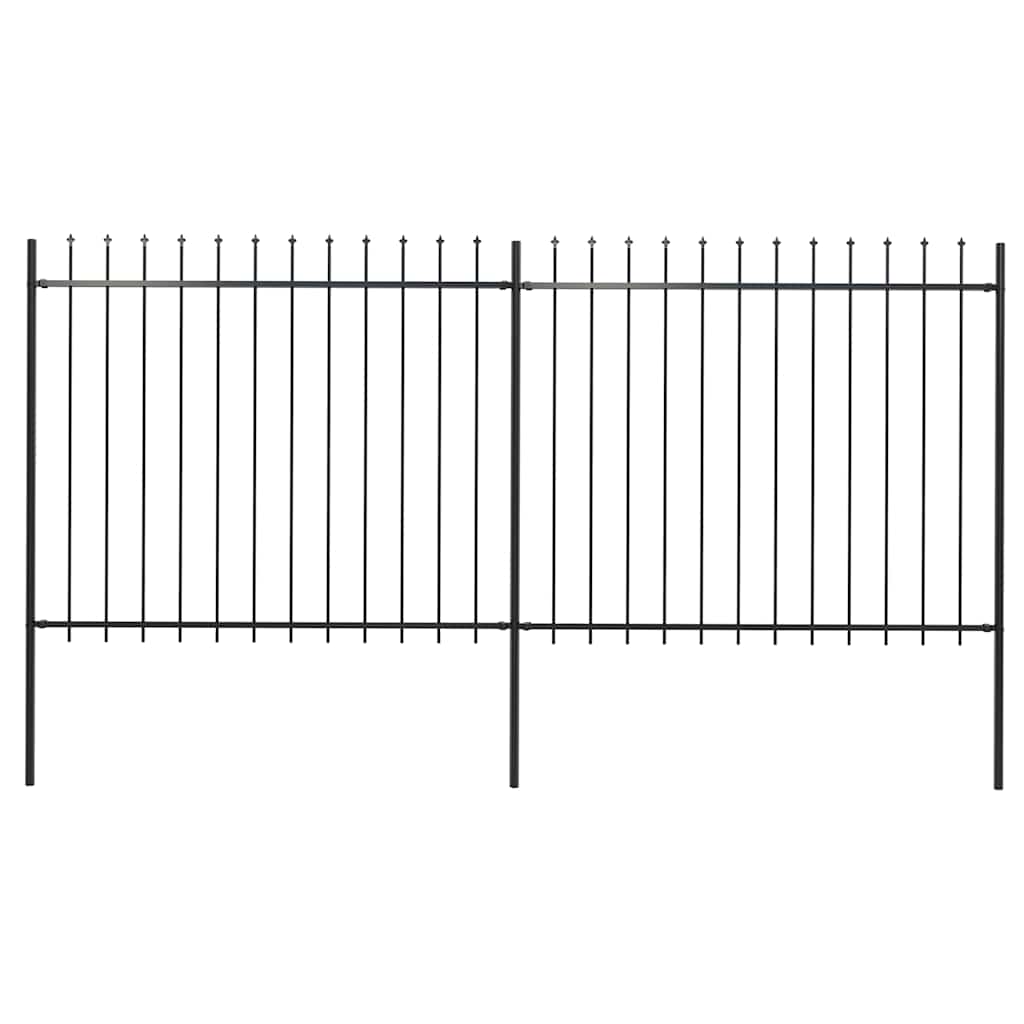 foto del prodotto recinzione giardino con punta a lancia in acciaio 3,4x1,5 m nera cod mxl 9362