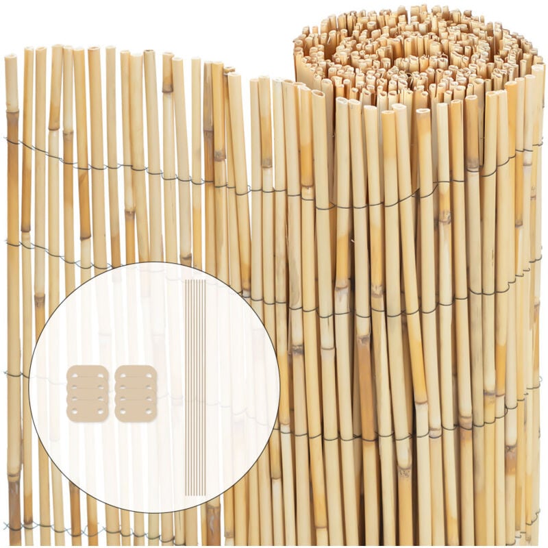 foto del prodotto recinzione in canna naturale rinforzato reed screening ombra recinzione esterno rilegata 100x300cm vounot