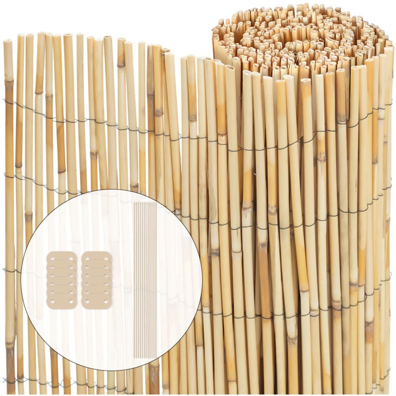 foto del prodotto recinzione in canna naturale rinforzato reed screening ombra recinzione esterno rilegata 140x300cm vounot