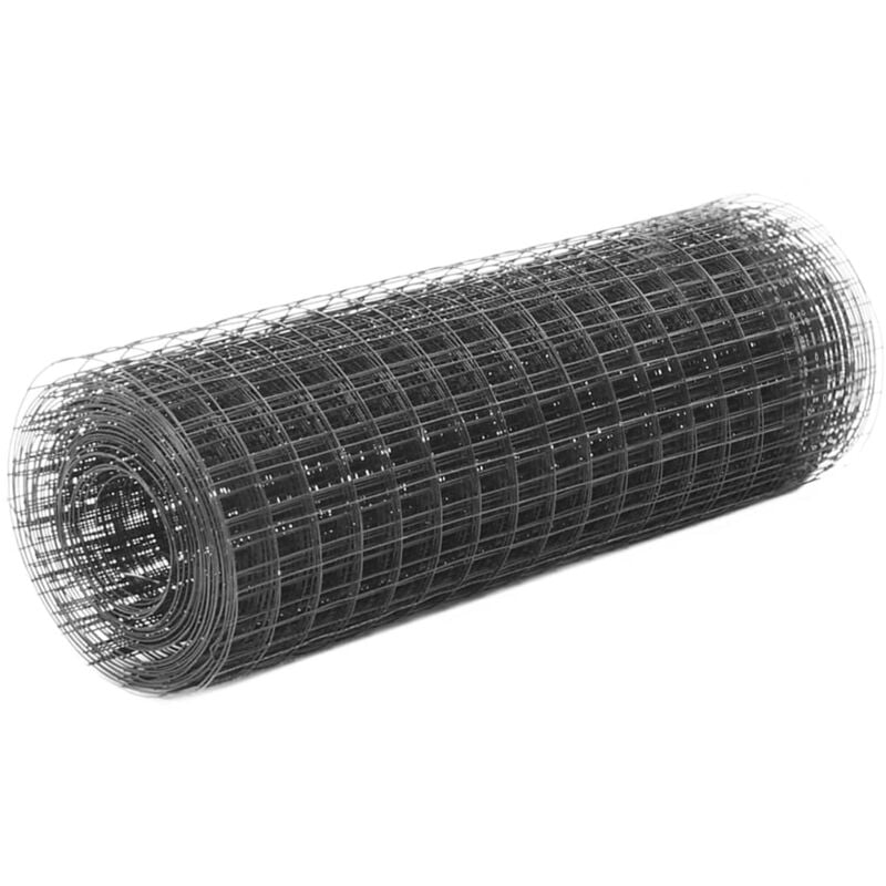 foto del prodotto recinzione in rete per pollaio in acciaio e pvc 10x0,5 m grigia - vidaxl