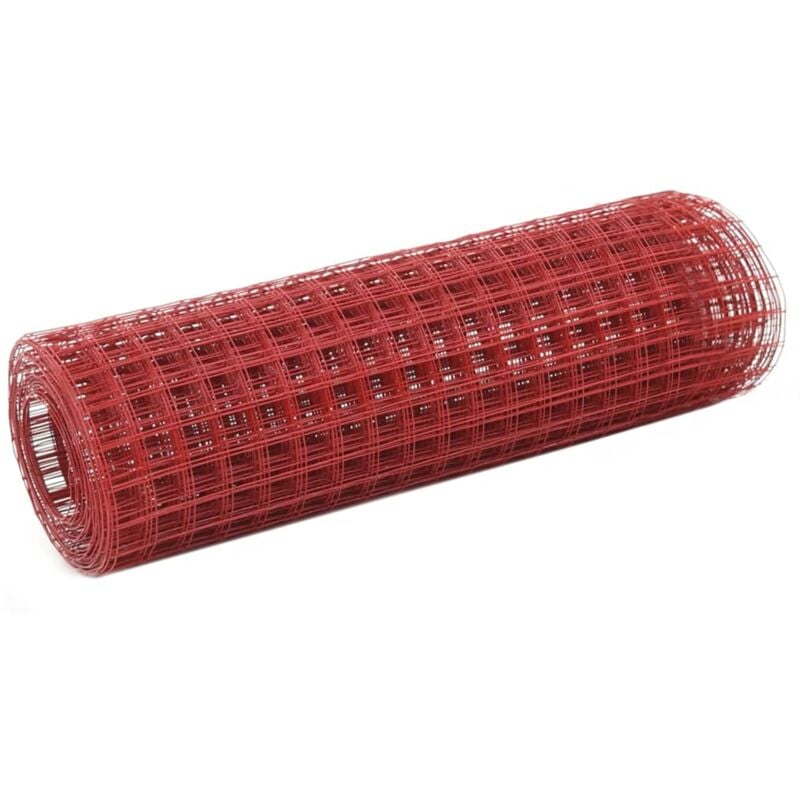 foto del prodotto recinzione in rete per pollaio in acciaio e pvc 10x0,5 m rossa vidaxl