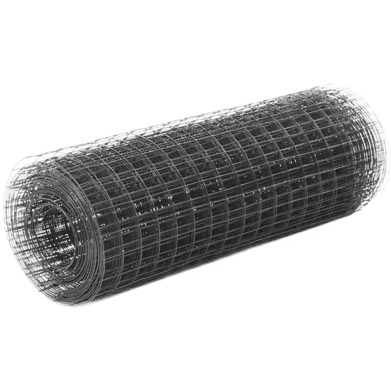 foto del prodotto recinzione in rete per pollaio in acciaio e pvc 25x0,5 m grigia vidaxl