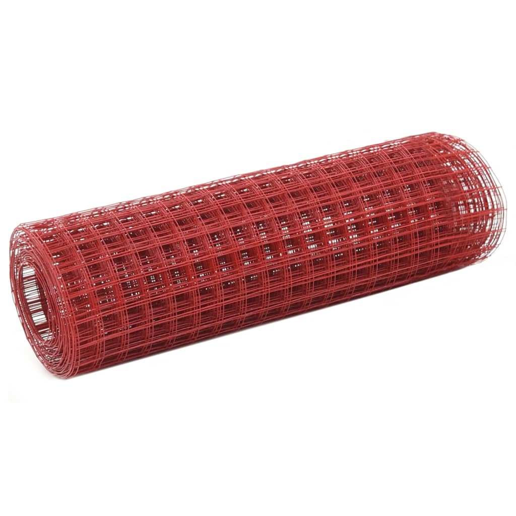 foto del prodotto recinzione in rete per pollaio in acciaio e pvc 25x0,5 m rossa vidaxl