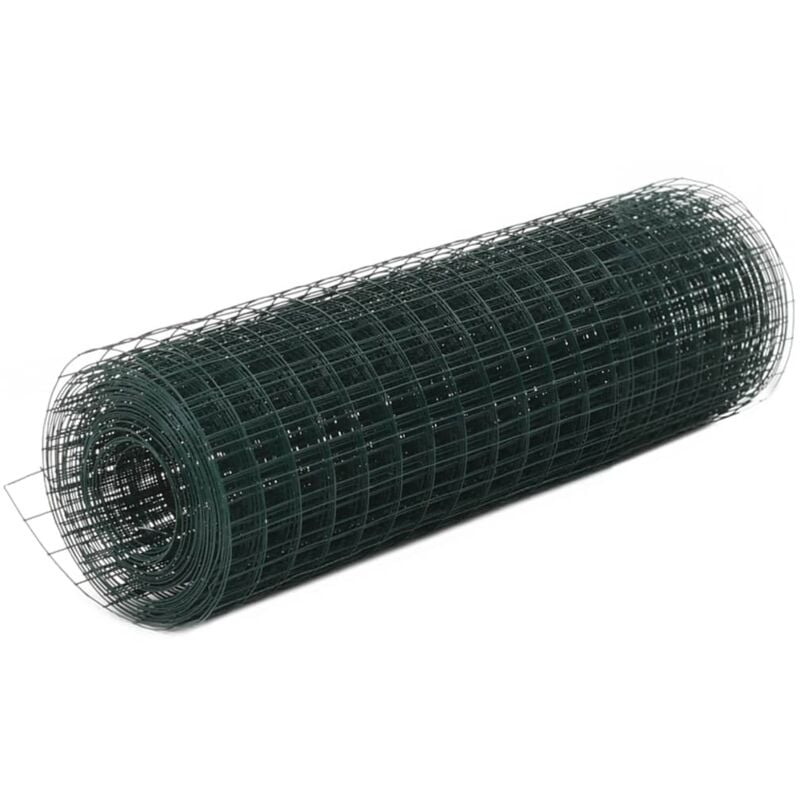 foto del prodotto recinzione in rete per pollaio in acciaio e pvc 25x0,5 m verde