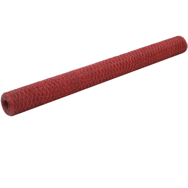 foto del prodotto recinzione in rete per pollaio in acciaio e pvc 25x1,5 m rossa vidaxl