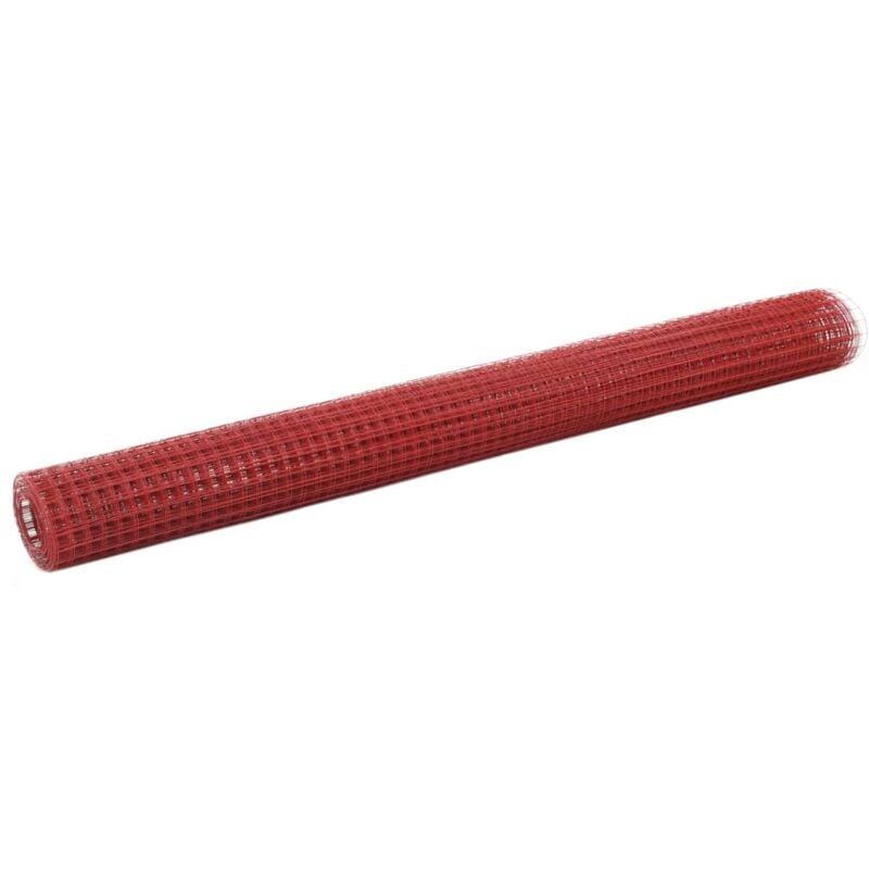 foto del prodotto recinzione in rete per pollaio in acciaio e pvc 25x1,5 m rossa vidaxl