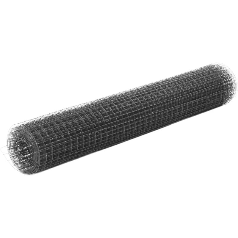 foto del prodotto recinzione in rete per pollaio in acciaio e pvc 25x1 m grigia - vidaxl