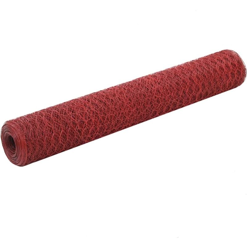 foto del prodotto recinzione in rete per pollaio in acciaio e pvc 25x1 m rossa vidaxl