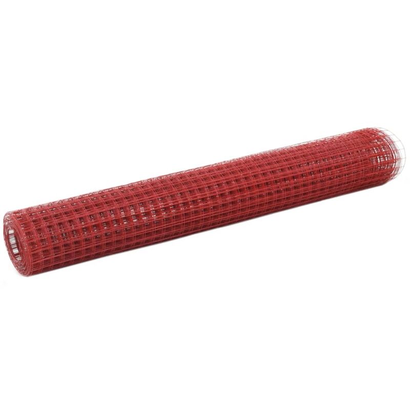 foto del prodotto recinzione in rete per pollaio in acciaio e pvc 25x1 m rossa vidaxl