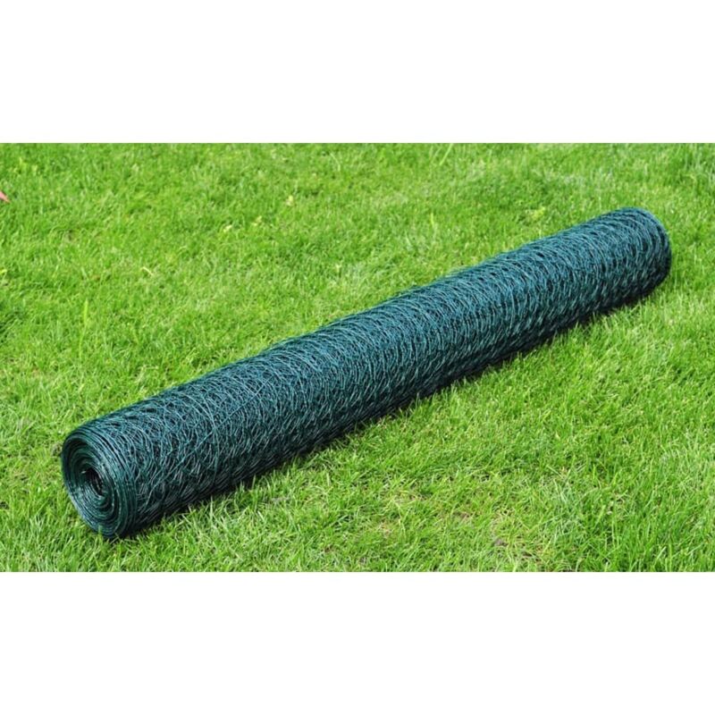 foto del prodotto recinzione in rete per pollaio rivestita in pvc 25x0,5 m verde
