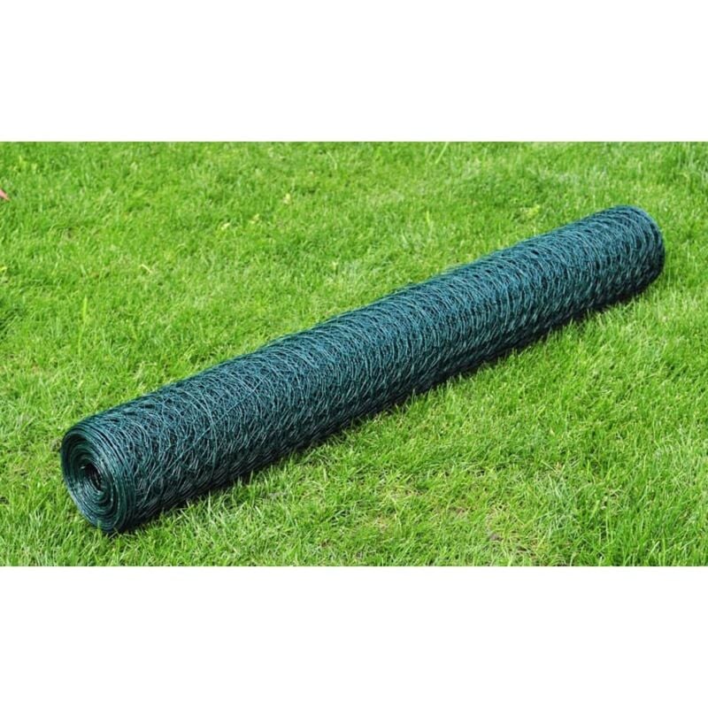 foto del prodotto recinzione in rete per pollaio rivestita in pvc 25x1 m verde