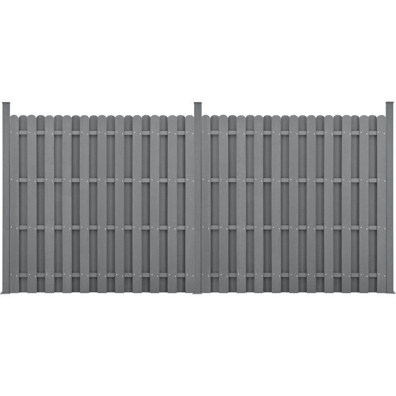 foto del prodotto recinzione in wpc per giardino staccionata a doppia faccia steccato alto 185 cm lungo 376 cm grigio neu.holz