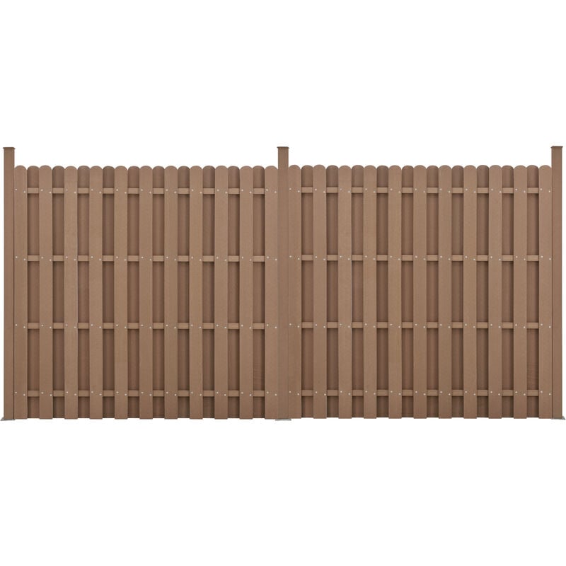 foto del prodotto recinzione in wpc per giardino staccionata a doppia faccia steccato alto 185 cm lungo 376 cm marrone neu.holz