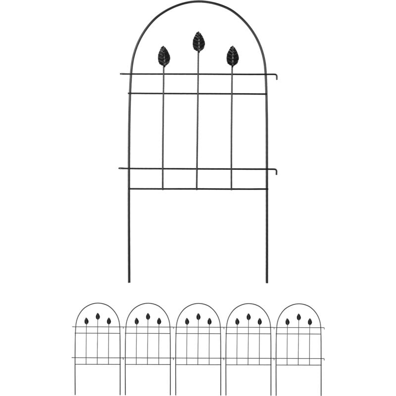 foto del prodotto recinzione per aiuole, set 6 pannelli per cortile e giardino, design decorativo, ferro, hxl 74 x 42 cm, nero relaxdays