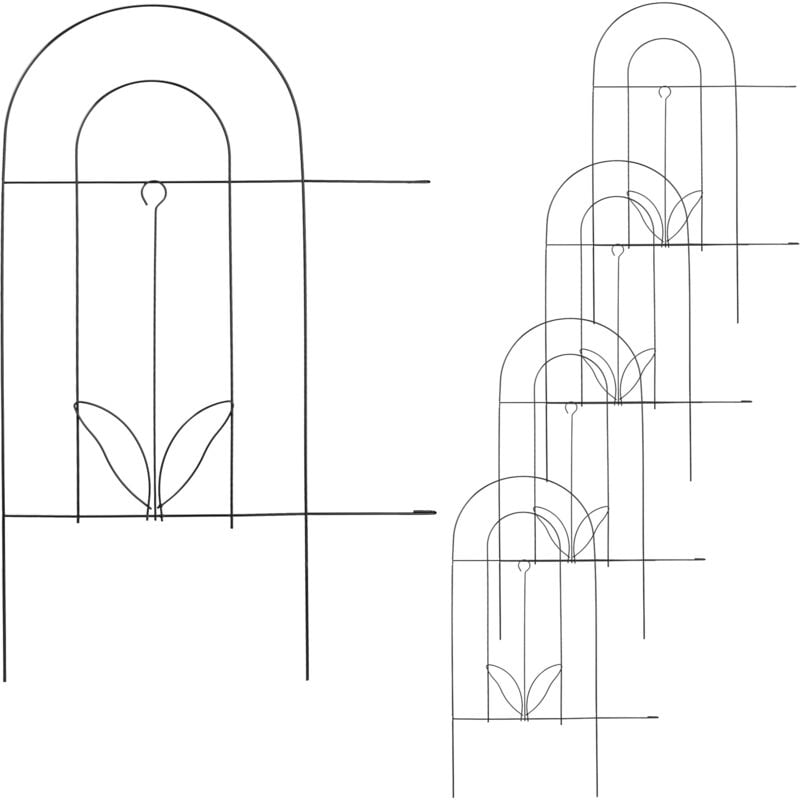 foto del prodotto recinzione per aiuole, set da 5 pannelli per cortile e giardino, bordure in acciaio, hxl 80x244,5 cm, nero - relaxdays