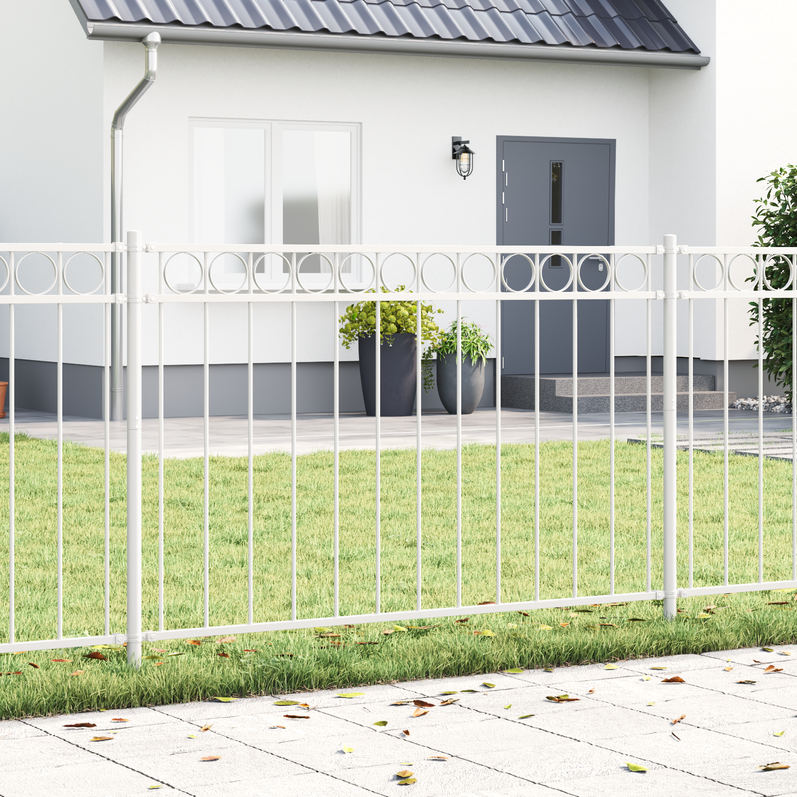 foto del prodotto recinzione per giardino bianco acciaio vidaxl
