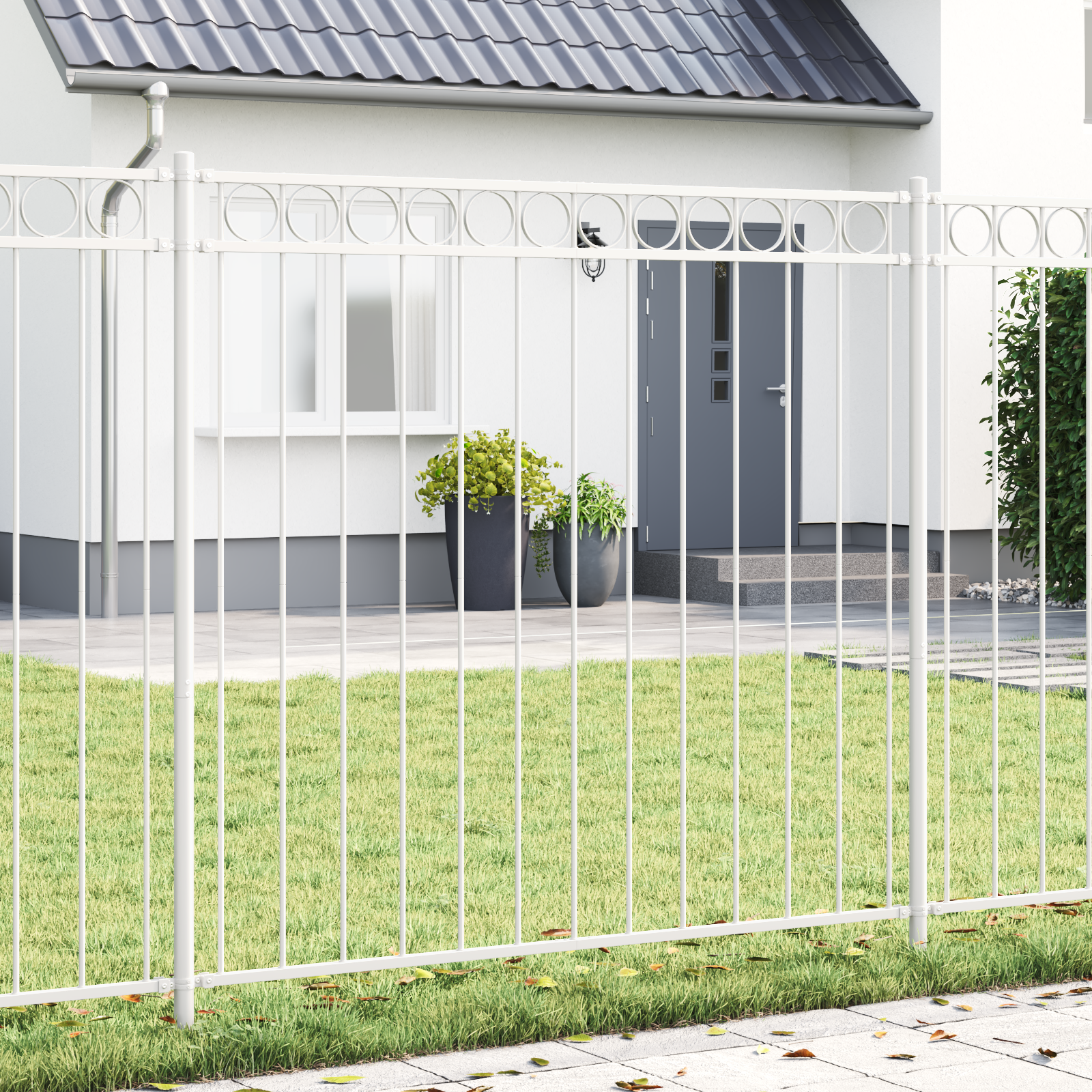 foto del prodotto recinzione per giardino bianco acciaio vidaxl