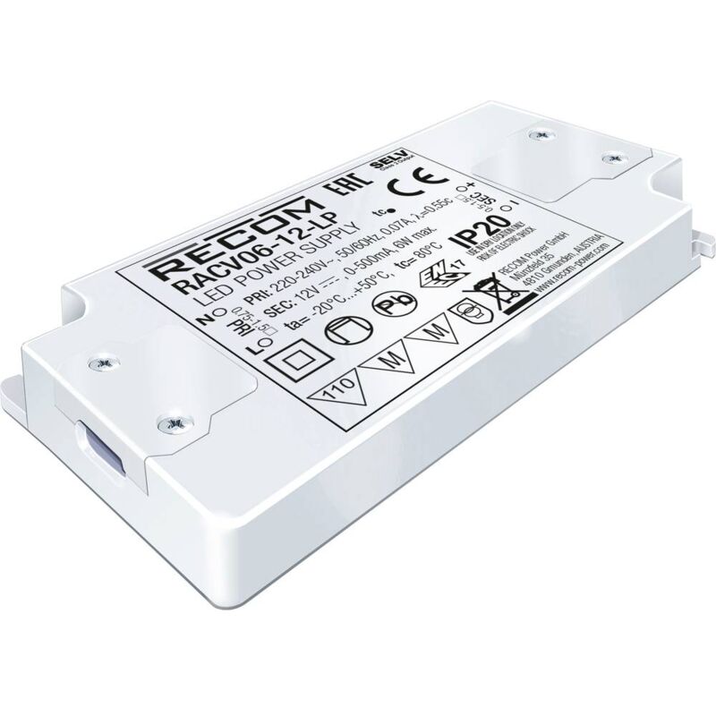 foto del prodotto recom driver per led 6 w 0 500 ma 12 v dc regolabile 1 pz.