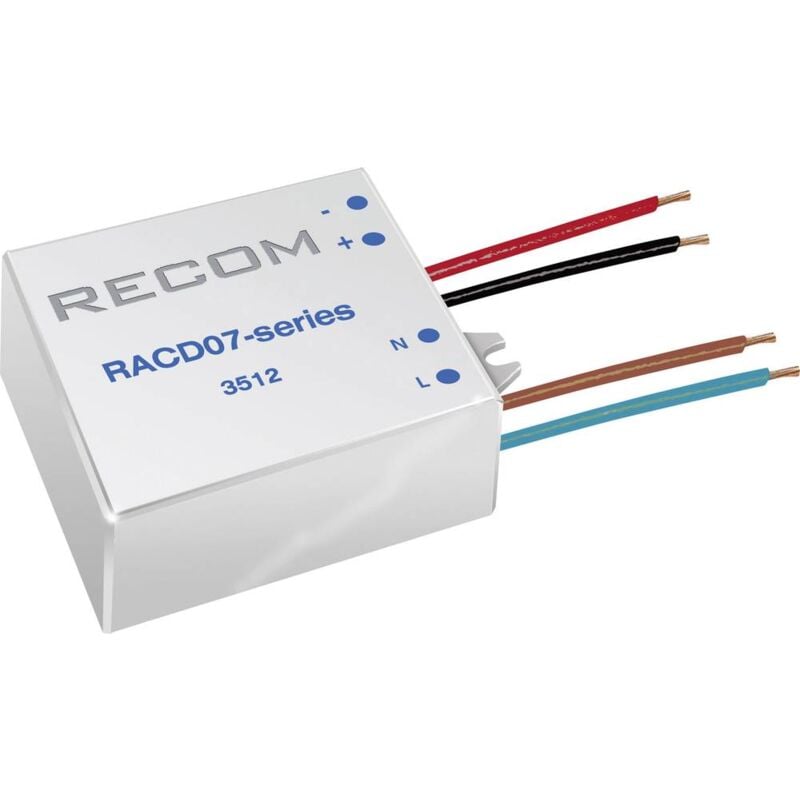 foto del prodotto recom lighting racd07 350 fonte di alimentazione costante led 7 w 350 ma 21 v dc max. voltaggio operativo 264 v ac