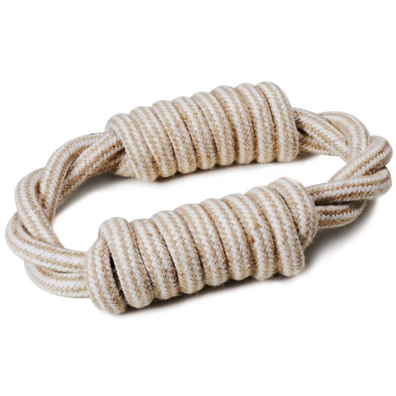 foto del prodotto record ciambella intrecciata in corda linea natural cotton favorisce pulizia denti per cani