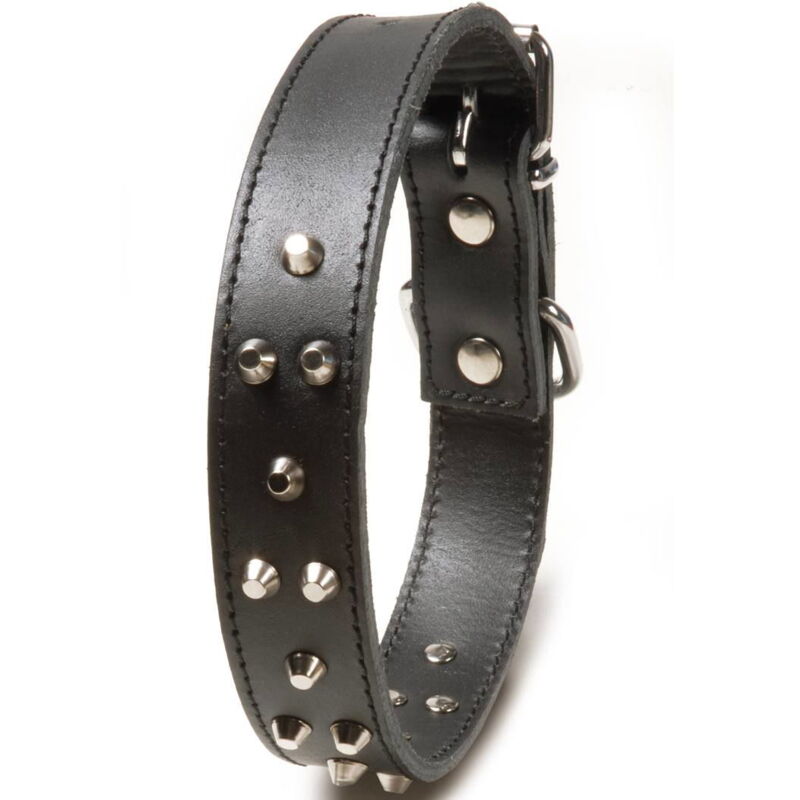 immagine 0 del prodotto record collare con borchie in pelle di vitello per cani 2,5 x 38,5 46 cm collare
