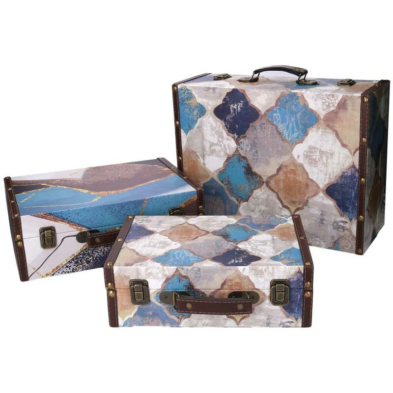 foto del prodotto rectangular moroccan blue eco leather suitcase 1 3 cm40x14h30