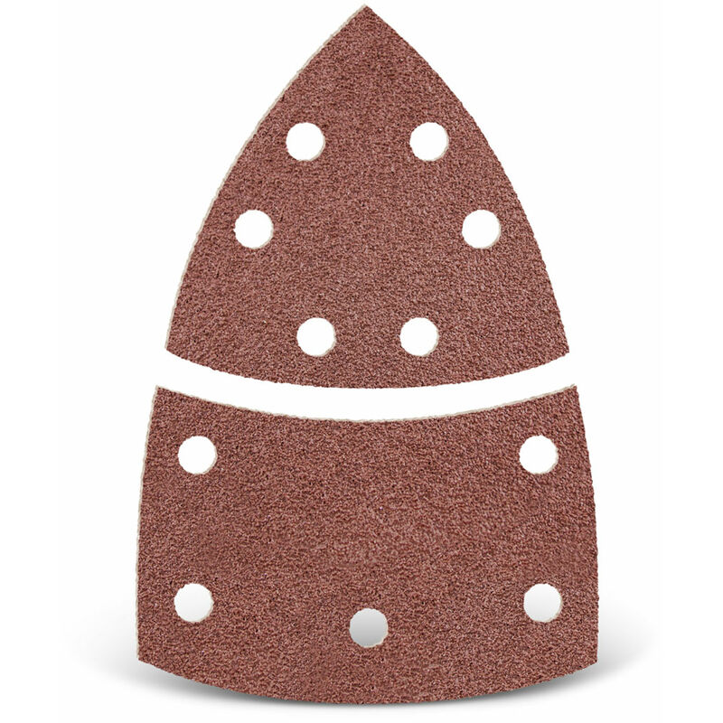 foto del prodotto red carte abrasive velcrate, 93 62 x 102 mm, 11 fori, p. levigatrici a delta, corindone normale 50 pz. g180 menzer