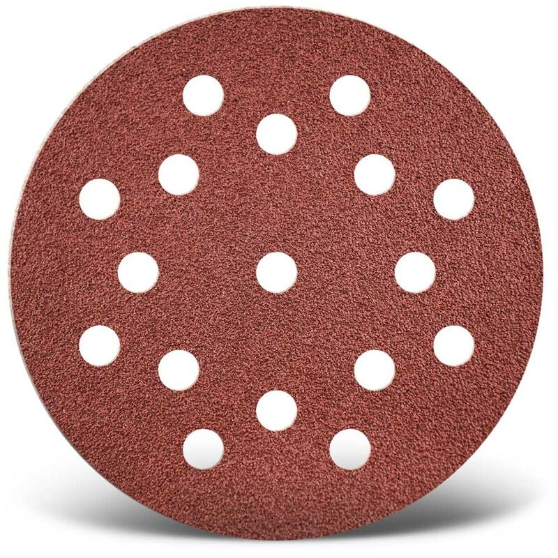 foto del prodotto red dischi abrasivi velcrati, 125 mm, 17 fori, p. levigatrici rotorbitali, corindone normale 50 pz. g120 menzer