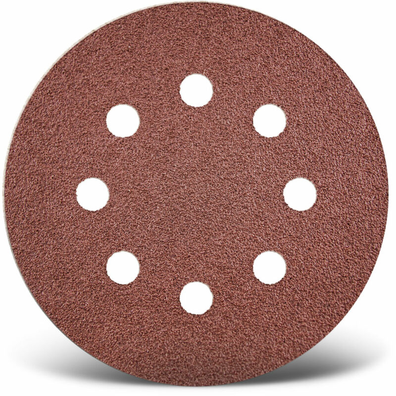 foto del prodotto red dischi abrasivi velcrati, 125 mm, 8 fori, p. levigatrici rotorbitali, corindone normale 50 pz. g180 menzer