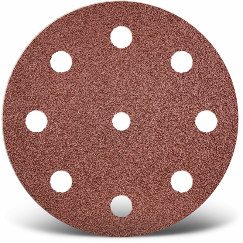 foto del prodotto red dischi abrasivi velcrati, 125 mm, 9 fori, p. levigatrici rotorbitali, corindone normale 50 pz. g240 menzer