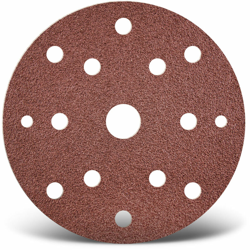 foto del prodotto red dischi abrasivi velcrati, 150 mm, 15 fori, p. levigatrici rotorbitali, corindone normale 25 pz. g36 menzer