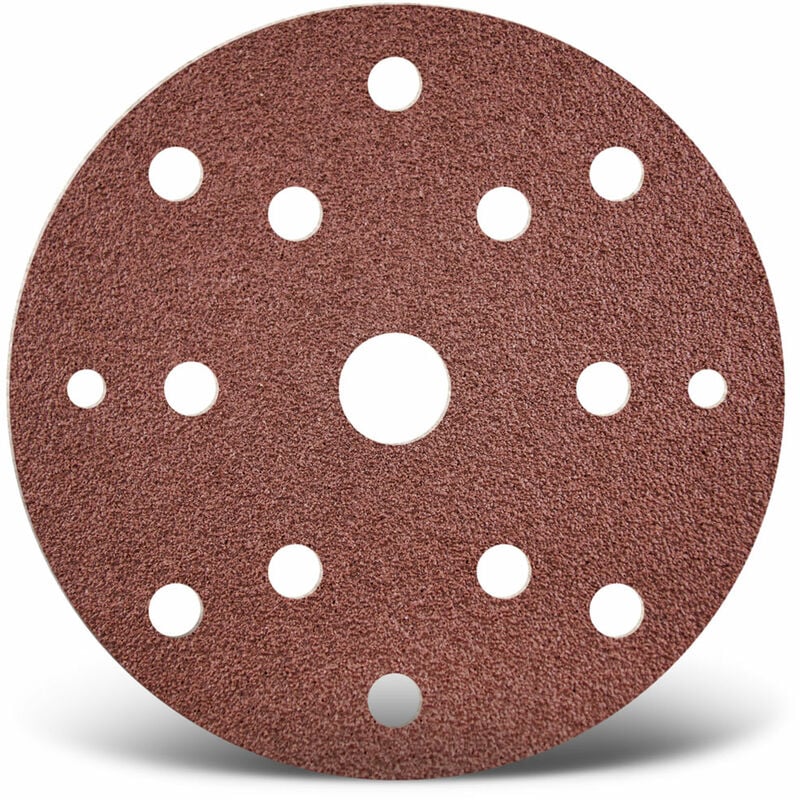 foto del prodotto red dischi abrasivi velcrati, 150 mm, 15 fori, p. levigatrici rotorbitali, corindone normale 50 pz. g40 menzer