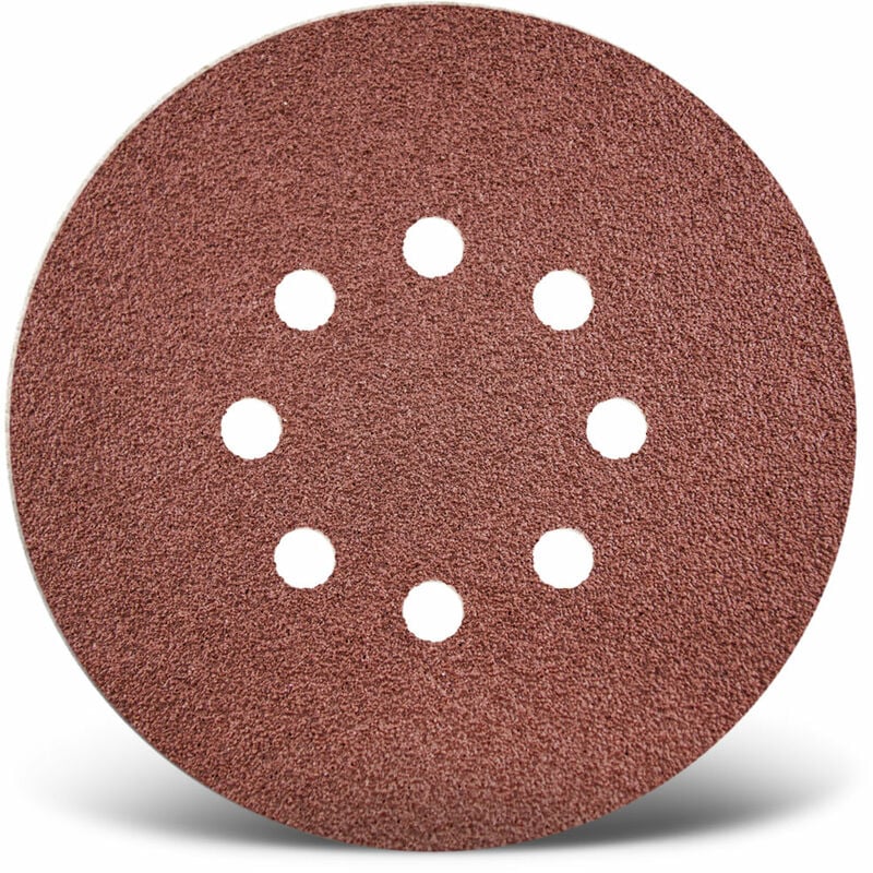 foto del prodotto red dischi abrasivi velcrati, 150 mm, 8 fori, p. levigatrici rotorbitali, corindone normale 50 pz. g60 menzer
