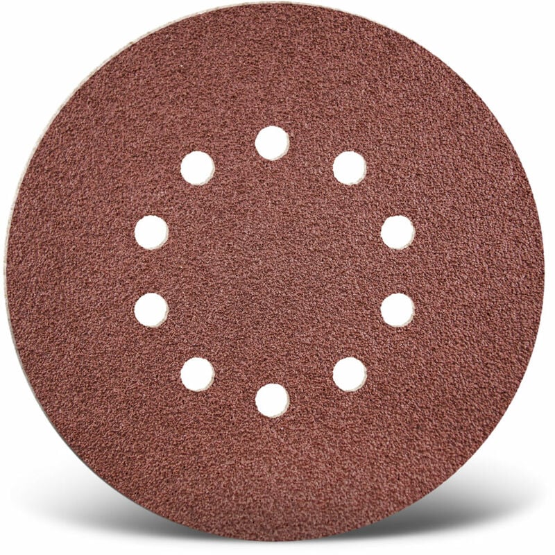 foto del prodotto red dischi abrasivi velcrati, 225 mm, 10 fori, p. levigatrici per muri, corindone normale 5 pz. g120 menzer