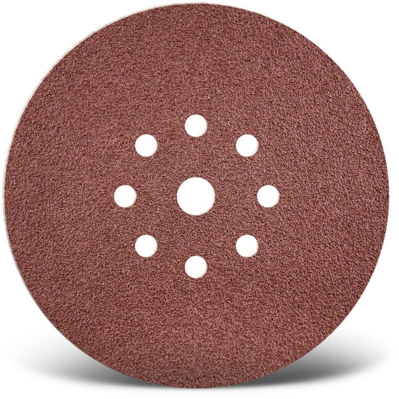foto del prodotto red dischi abrasivi velcrati, 225 mm, 9 fori, p. levigatrici per muri, corindone normale 10 pz. g36 menzer