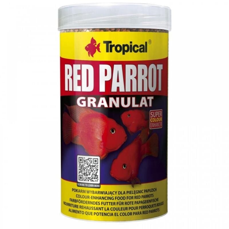 foto del prodotto red parrot granulat mangime in granuli arricchito astaxantina per red parrot formato 250 ml tropical
