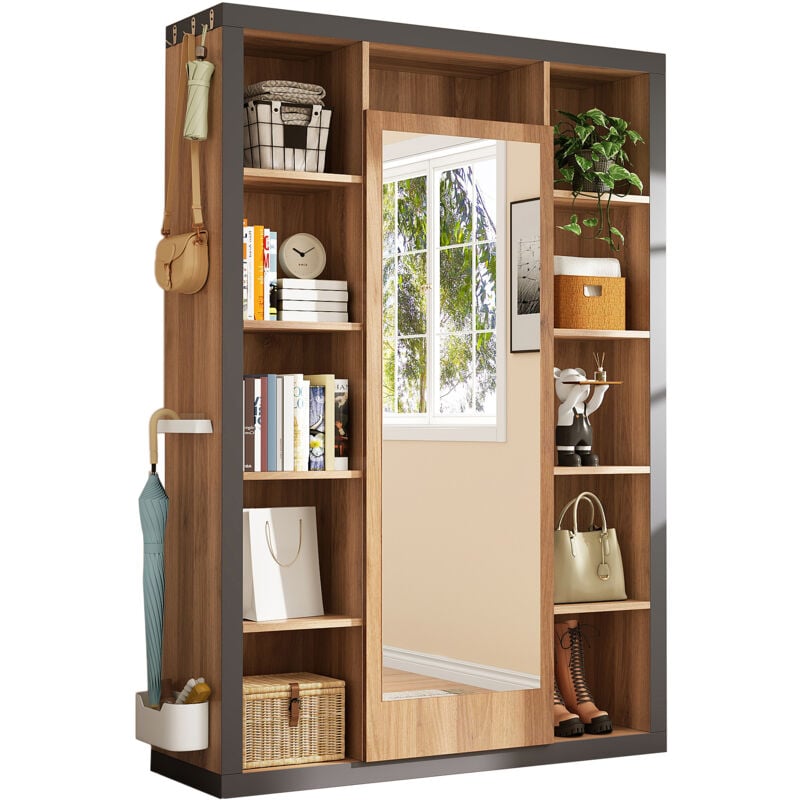 foto del prodotto redom appendiabiti con specchio, armadio multifunzionale e vetrina, libreria combinata con scolapiatti, ganci e grucce