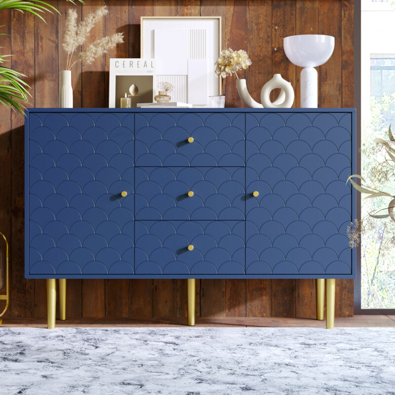 foto del prodotto redom credenza 2 ante e 3 cassetti, cassettiera camera da letto, mobile contenitore camera da letto, ripiano regolabile, per soggiorno, camera da